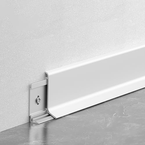Raouoae Aluminium-Sockelleisten Abschlussleiste 6063-T5 Aluminiumlegierung Verdicktes Material Länge 125 Cm * 4 Stück Ideal Für Außenbereiche Und Wintergärten(Weiß,Höhe: 8cm)