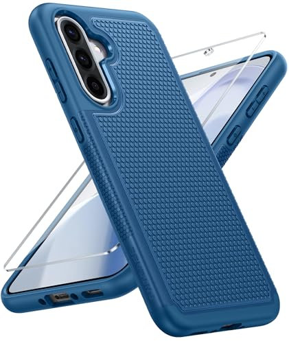 FNTCASE for Samsung Galaxy A56-5G Case: Dual Layer Protective Heavy Duty Cell Phone Cover Shockproof Rugged with Non Slip Textured Back - Military Protection Bumper Tough - 2025, 6.7 inch (Blue)