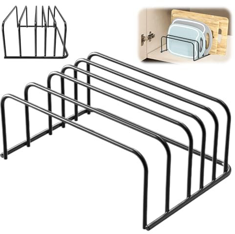 2er-Pack Schneidebrett Halterung Schneidebrett Organizer Ständer - Schwarz Schneidebrett-Rack Halter für 5 Brettchen Schneidebrettständer Halterung für Frühstücksbrettchen Gestell Cutting Board Holder