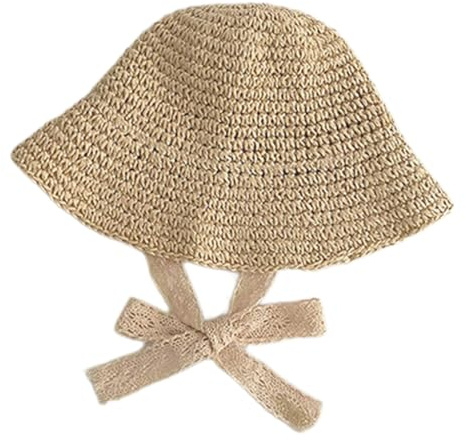 yanwuwa Sombrero de paja atado para bebé, sombrero de sol para niños, gorro de playa para viajes, sombrero de pescador de moda