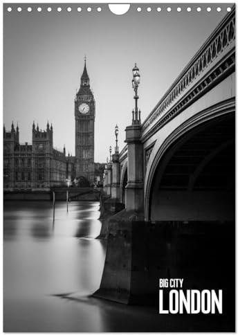 Big City London (Wandkalender 2026 DIN A4 hoch), CALVENDO Monatskalender: Es erwarten Sie zwölf klassische London Ansichten in Schwarz-Weiß (CALVENDO Orte)