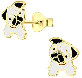 Monkimau Mädchen Ohrringe Hund | Ohrstecker aus 925 Sterling Silber | Kinderohrringe hypoallergen