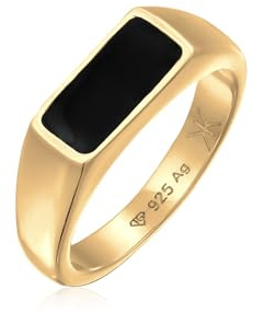 Kuzzoi Herren Silber Ring 925 Silber vergoldet klassischer Siegelring | mit Emaille Platte für den Mann in der Ringgröße 60 - 66