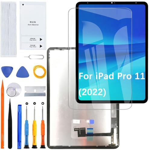 HLYGZX Écran pour iPad Pro 11 2022 A2435 A2761 A2762 A2759 Noir | avec Kit de réparation,IPS LCD,Affichage HD,Remplacement d'écran