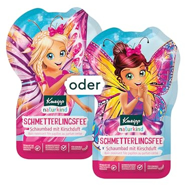 Kneipp Naturkind Bain moussant fée papillon – Additif de bain avec parfum cerise – Pour peau sensible des enfants – 40 ml