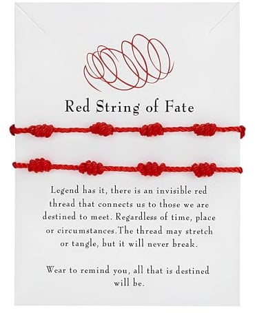 ZXfad 2pcs Braccialetto di Coppia con filo rosso, Braccialetto Portafortuna da Donna, regalo per amici, Regalo di Coppia, Braccialetto con filo Rosso
