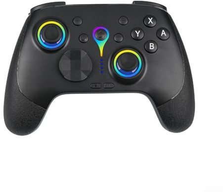 RGB Game-Controller kabellos für Switch PC für iOS für Android Sechs Bewegungssteuerung Gamepad mit 1000 mAh Akku One Key Pairing, schnurloses Handgerät für Handy (schwarz)