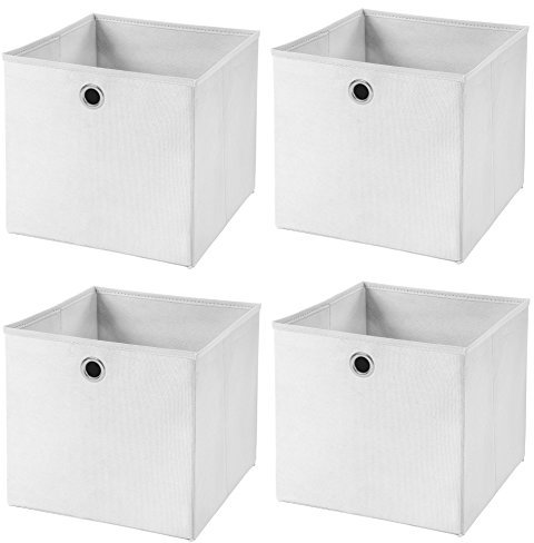Stick&Shine 4X Aufbewahrungs Korb Weiß Faltbox 33 x 33 x 33 cm Regalkorb faltbar