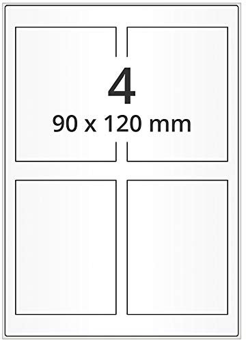 Laser-Etiketten auf A4 Bogen, weiß - 90 x 120 mm - 2.000 Papier Aufkleber auf 500 Blatt, selbstklebende Universal Klebeetiketten