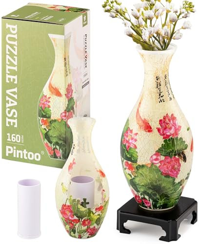 Pintoo 3D Puzzle Blumenvase - Carp with Lotus [S1024], Zauberhafte Geschenkidee für stilvolle Heimdekoration, 160 Teile