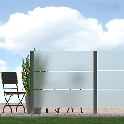 Bijon Sichtschutz Glas Terrassen, Windschutz Glaszaun, Garten | Satiniert im Mittelbereich PG6-J, 99x113,5cm