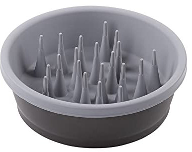 Dexas Slow Feeder Dog Bowl for Healthier Digestion, Teeth and Gums, 6 Cup Capacity, Gray