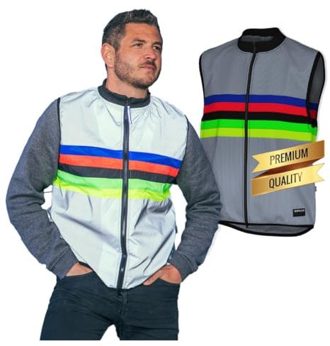 GOFLUO Darkchamp L - Ärmellose Reflektierende Weste - Atmungsaktive Schweißresistente Jacke mit Tasche - High-Visibility Jacke für Laufen, Gehen & Radfahren