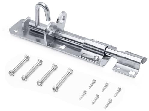 Galvanised Brenton Bolt Sliding Door Lockable Padbolt – 6 (152mm) Heavy Duty Zinc Plate Lock Pad Garden Shed Gate Latch Patio Door Security Gate Bolt Bedroom | Silver