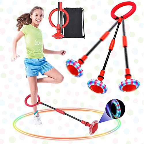 Swing Wheel mit Lichtrad - Blinkender Springring und Schaukelball für Kinder, Faltbarer Flash Jumping Ball, Skip It Sportspielzeug