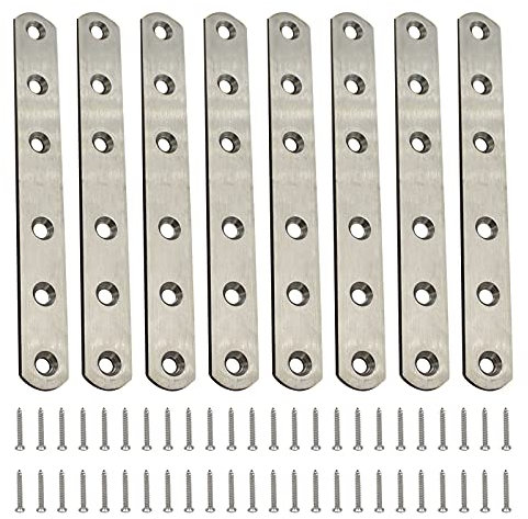 8 Stücke Edelstahl Lochplatte Flachverbinder, Edelstahl Halterung Metallverbinder Holzverbinder Flache Ecke Brackets Mit 48 Stück Schrauben