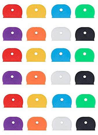 ZHjuju Couvre-clés, 24 pièces Couvre-clés demi-ronds universels en caoutchouc 8 couleurs Couvre-clés flexibles pour clé d'organisation des clés.
