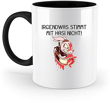 Galeriemode Irgendwas stimmt mit Hasi nicht - Zweifarbige Tasse -330ml-Schwarz
