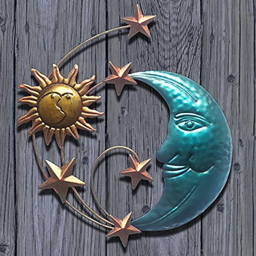 JINGLING Metall-Skulptur, Sonne Und Mond Wandkunst Metall Wanddekoration, Sonne, Mond, Wanddekoration Für Den Außenbereich, Himmlische Kunst, Ornamente Für Zuhause, Wohnzimmer, Schlafzimmer