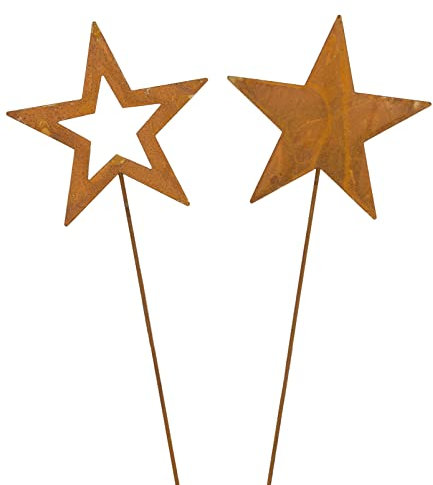 B2S BACK2SEASON Metall Stecker Sterne zum Stecken Weihnachtsdeko Gartenstecker H 30 cm 2 Set