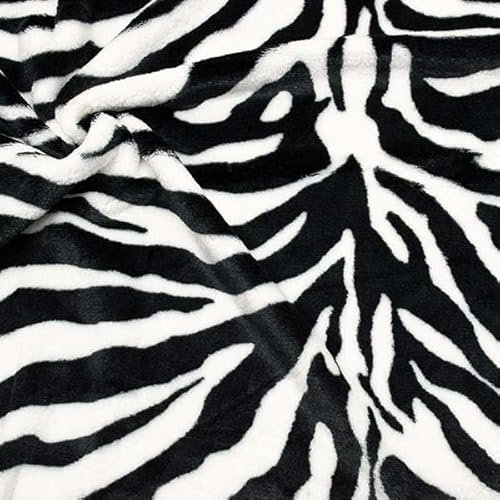 Stoffkontor Wellness Fleece Zebra Stoff Meterware, Farbe Weiss-Schwarz, Kuschelig weicher Fleecestoff zum Nähen von Bekleidung, Decken UVM.