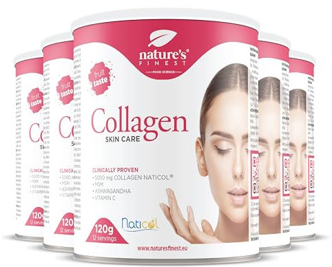 Nature's Finest by Nutrisslim Collagene Skin Care con Naticol, MSM, Vitamina C e Ashwagandha, Collagene Marino Puro, Collagene da Bere il Migliore per Capelli, Pelle e Unghie, Polvere