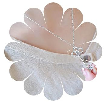 Allereya Cristal Clé Pendentif Collier Argent Strass Clé Ras du Cou Collier Minimal Clé Chaîne Collier Tous Les Jours Bijoux pour Femmes et Filles (Argent)