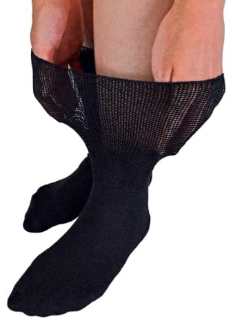 Dr.Socks Extra Wide Bamboo Oedema Socks Mens & Ladies | Socks for Swollen Feet Ankles Legs & Diabetics (4-7, Black)