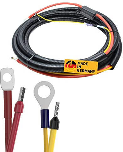 CAMPERPOWER | 3,5m Anschlusskabel für Laderegler | bis 50A Stromstärke | Verbindung Laderegler zu Batterie l M8 Batterieanschlussöse | 16mm² | inkl. 60A Sicherung | MADE IN GERMANY
