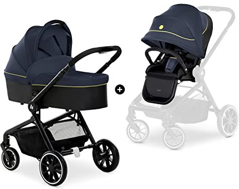 Hauck Move so Simply 2 in 1 Kinderwagen und Buggy, Dark Navy Neon - Kinderwagen, Babywanne, wendbarer Sitz, kompakt & faltbar, mit Regenschutz