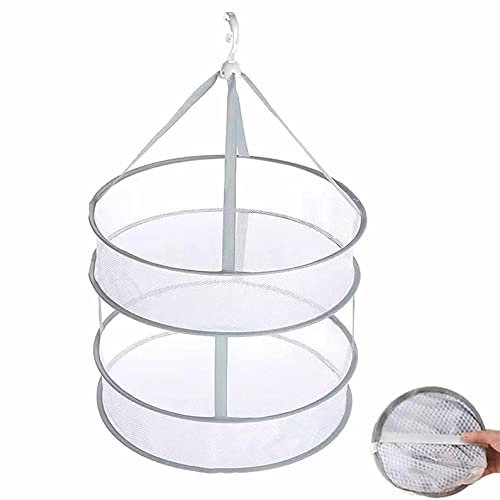 DDSHUN Secador colgante de ropa de malla, suéter de gran tamaño, secador colgante, bolsas plegables de doble capa, organizador para ropa interior, ropa interior, calcetines, hierbas, juguete
