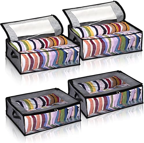 AVLA 4 Pack Hat Storage for Baseball Caps, Non-woven Wide Hats Organizer, Large Sports Cap Organiser Bag, Foldable Hat Box Holder for Closet with 2 Sturdy Handles for Home Travel, Holds up to 40pcs
