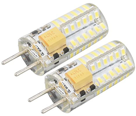 FTVOGUE 12V 2 Uds GY6.35 Bombilla de Repuesto Protección Ocular 6000K 3W 48 Bombilla LED Ahorro de Energía para Lámpara de Mesa de Araña