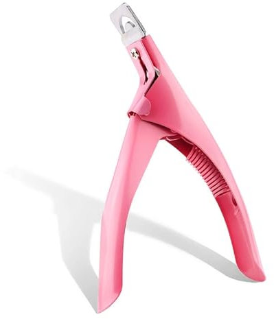 MARLAS Professional-Grade Acrylic False Nail Trimmer Stainless Steel Tip Cutter for Precision Nail Shaping (Pink)