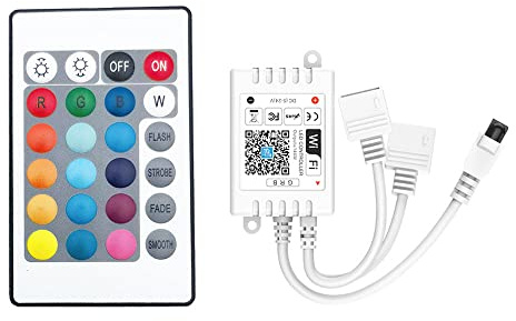 Cleiscry Smart RGB WiFi Controller DC12-24V für LED RGB Strip Kompatibel mit Alexa, Google Home und Siri, APP Steurung, Wecker, Fernbedienung Arbeiten, 20 Dynamische Modi (Double outputs)