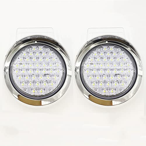 BATLAM 2 Stück Rücklicht Anhänger 24V Rücklicht Traktor Rücklicht Rund LKW Bremslicht Blinker Rückfahrscheinwerfer,Weiß