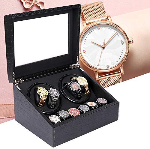 OUKANING 4+6 Automatisch Uhrenbeweger luxuriöser automatischer Uhrenwender Uhrenvitrine Mechanische Uhrenbox mit Leiser Motor Uhr Aufbewahrung für Automatikuhren, Watch Winder(4+6 Uhren Schwarz)