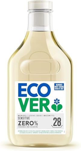 Ecover Zero Lessive Liquide, Spécial Peaux Sensibles, Formule Hypoallergénique, Convient aux Bébés, 28 Lavages, 1.43L