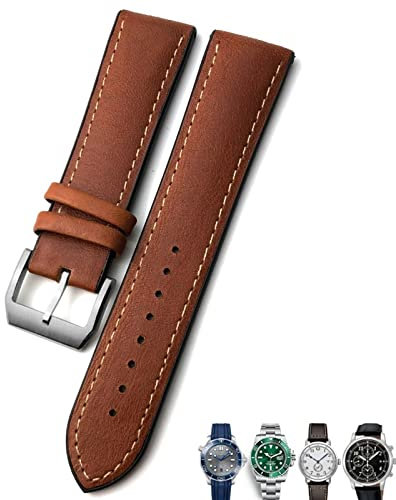 GHFHSG 20mm 21mm 22mm Leder Uhrenarmband Schwarz Braun Uhrenarmbänder Für Rolex Für Omega Seamaster 300 Für Hamilton Für Seiko Für IWC Für Tissot Armband, 22 mm, Achat