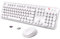 Ensemble clavier et souris sans fil, clavier ergonomique pleine taille pour machine à écrire, clavier rétro rond, compatible avec Windows, PC, parfait pour la maison et le bureau (blanc)
