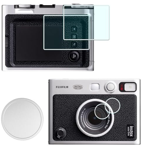 HUIPUXIANG Bouchon d'objectif + protection d'écran pour appareil photo Fujifilm Instax Mini Evo (pour accessoires) LCD + objectif PET Flim + aluminium Mini Fuji Evo avec flocage intérieur