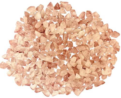 Indian Consigners Natural Crushed Polished Tumbled Gem Stone Chips, Decoration & Healing Crystals (Rose Quartz)
