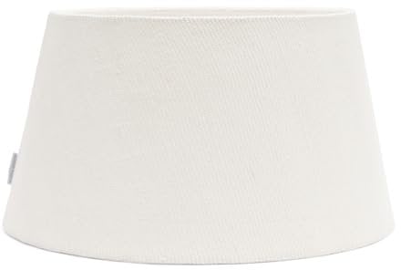Riviera Maison Lampenschirm groß Weiß für Steh- oder Tischleuchte 45 cm Lampenschirm handgefertigt. - Linen Taper Lampshade - (ØxH) 45x25