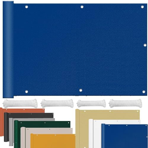 sonnensegel nach Mass Wasserabweisend imprägniert 95% UV-Block Schattensegel Windschutz Winterfest Segeltuch für Garten Terrasse Balkon Sonnenschutz Fuer glasdach 1.4x3M Blau