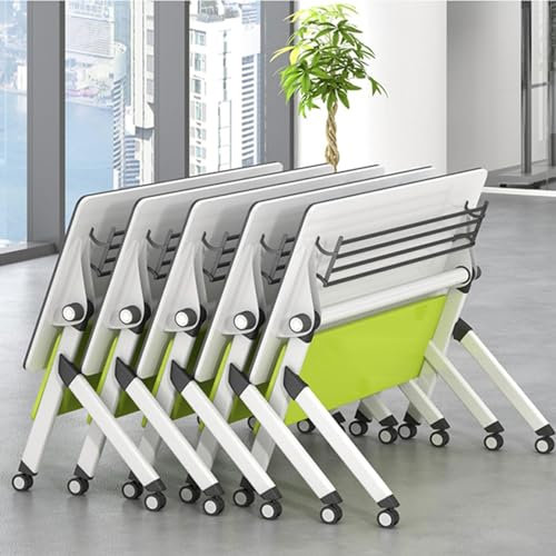 5PCS Schreibtisch Klappbar - Konferenztisch, Zusammenklappbarer Besprechungstisch, Mobiler Schulungstisch, Klapp Schulungs Seminartisch, Moderner Büro Konferenztisch Mit Feststellbaren Rädern ( Size :