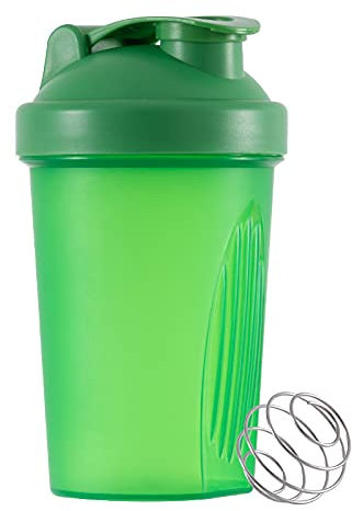 Generisch Shaker per proteine da 400 ml, shaker con colino e scala, verde