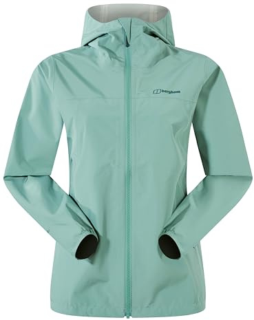 Berghaus Women's Deluge Pro 3.0 Shell Rain Jacket | Breathable Coat | Durable | Waterproof | Adjustable Waterproof Jacket, Light Terrain, 16