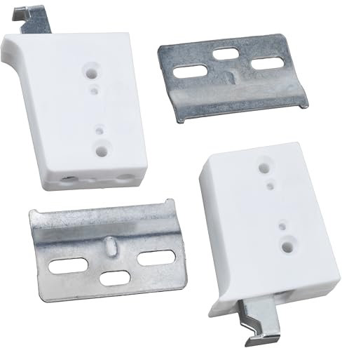 AERZETIX - C74772 - Set di 6 ferramenta scatole per sospensione per mobile alto da cucina e bagno - fissaggio a parete per avvitare - in acciaio e plastica - colore bianco