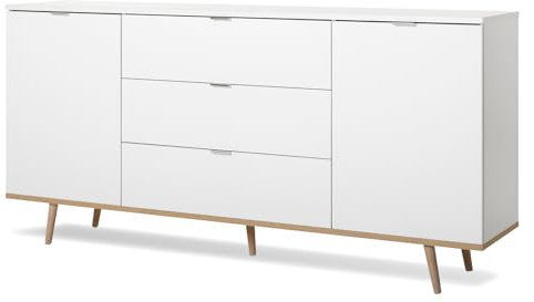 Sideboard in weiß matt Kommode, skandinavisches Design, Breite 180 cm, Lundby (180 cm)