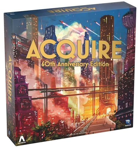 Renegade Game Studios: Acquire 60th Anniversary Edition - Deluxe Components, Finance Game of Speculation & Strategy, Ages 12+, 2-6 Players, 90 Min | Deluxe Edition mit Poker-Chips, 3D-Hotelgebäuden und Organizer-Tablett für 2–6 Spieler, ab 12 Jahren, 90 Minuten Spielzeit